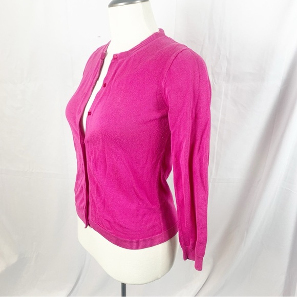 💖 J.Crew Casey Cardigan – Hot Pink Cotton Knit | Size 16 (Fits Women’s S/XS) 💖 - Picture 6 of 10
